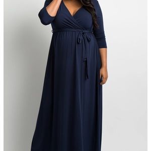 Navy maternity maxi dress